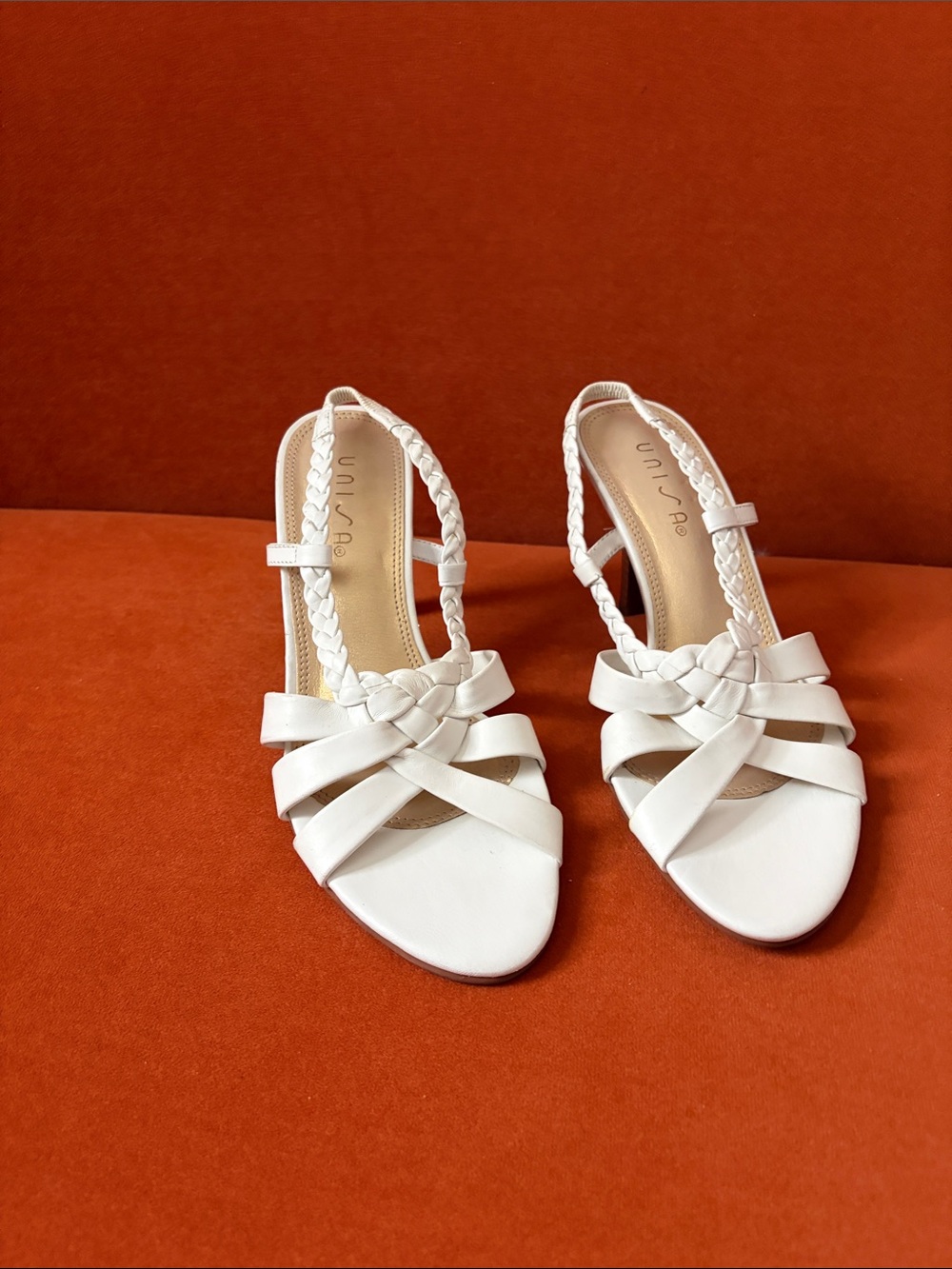 Unisa White Braided Slingback Sandals
